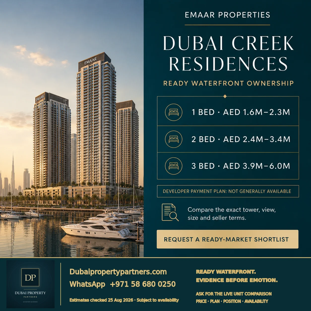 Dubai Creek Residences by Emaar | Ready Waterfront Apartments, Creek Island, Dubai Creek Harbour, Dubai