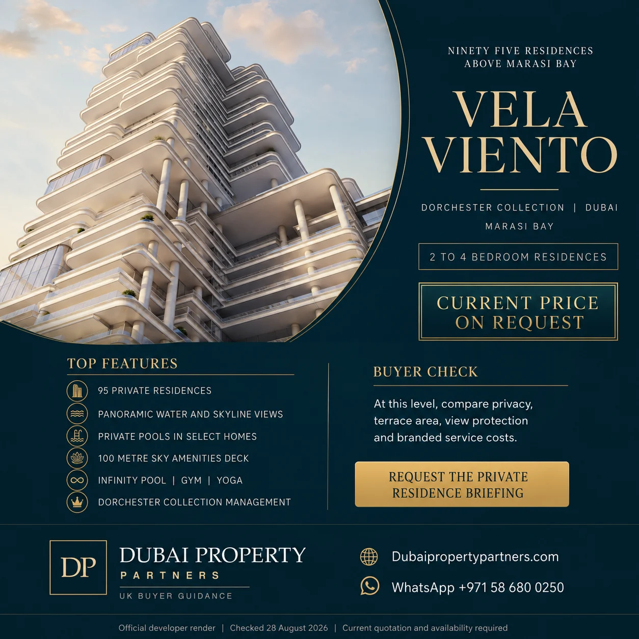 VELA Viento by OMNIYAT | Dorchester Collection Residences, Marasi Bay, Business Bay, Dubai