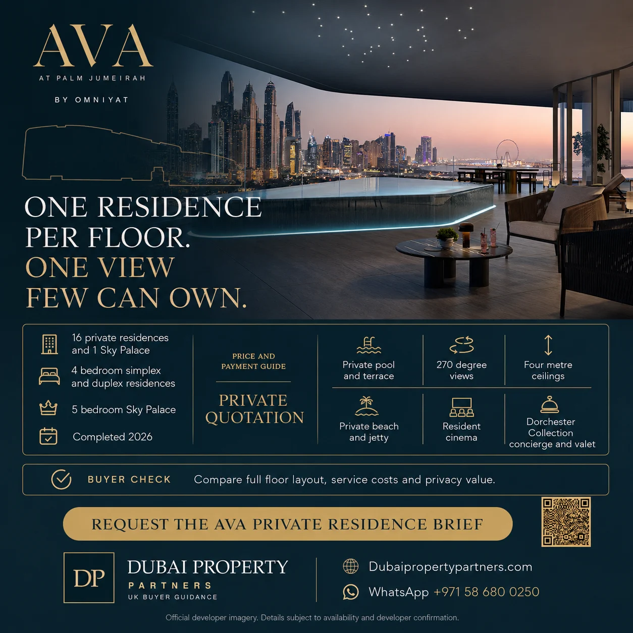 AVA at Palm Jumeirah by OMNIYAT | Private Full Floor Residences, Palm Jumeirah, Dubai