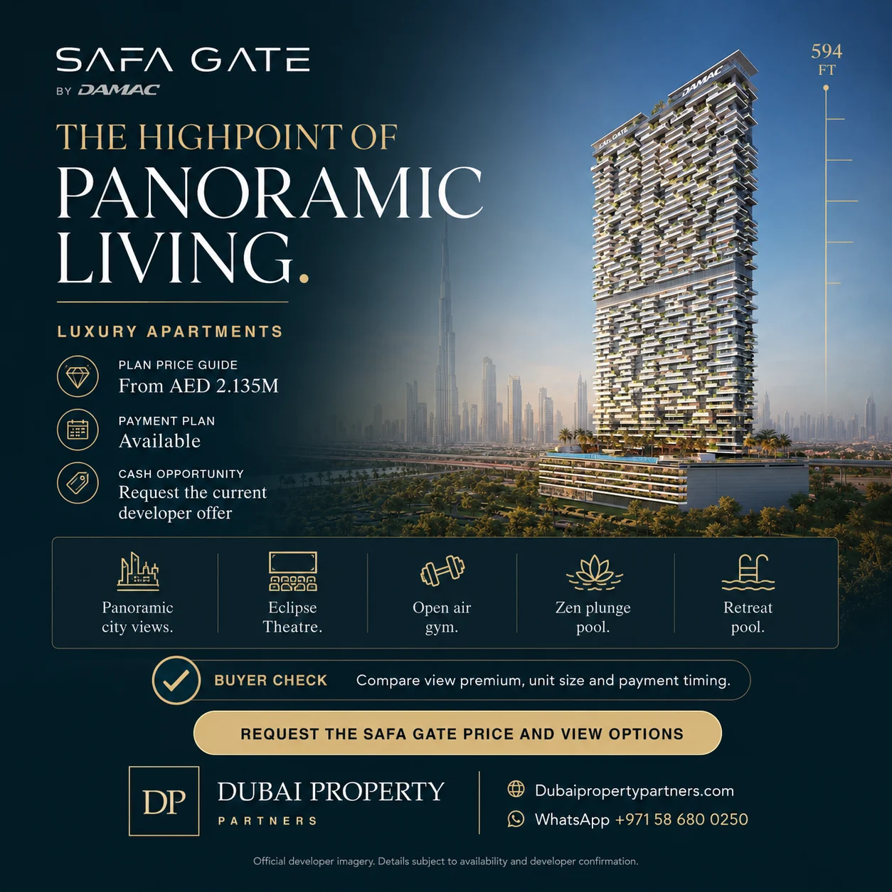 Safa Gate by DAMAC | Luxury Apartments with Panoramic Dubai Views, Safa Park area, Dubai