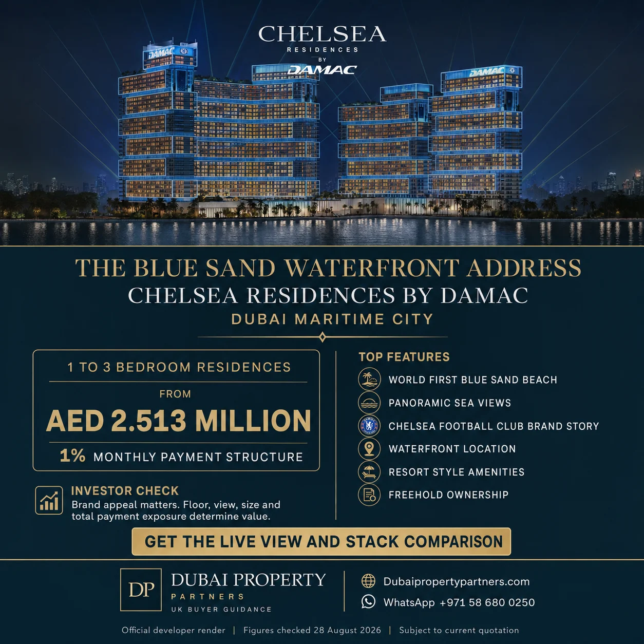 Chelsea Residences by DAMAC | Branded Waterfront Apartments, Dubai Maritime City, Dubai