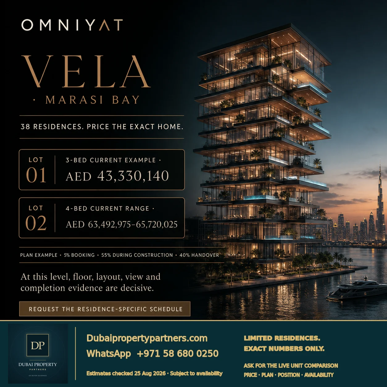 VELA by OMNIYAT | Dorchester Collection Residences at Marasi Bay, Marasi Bay, Business Bay, Dubai